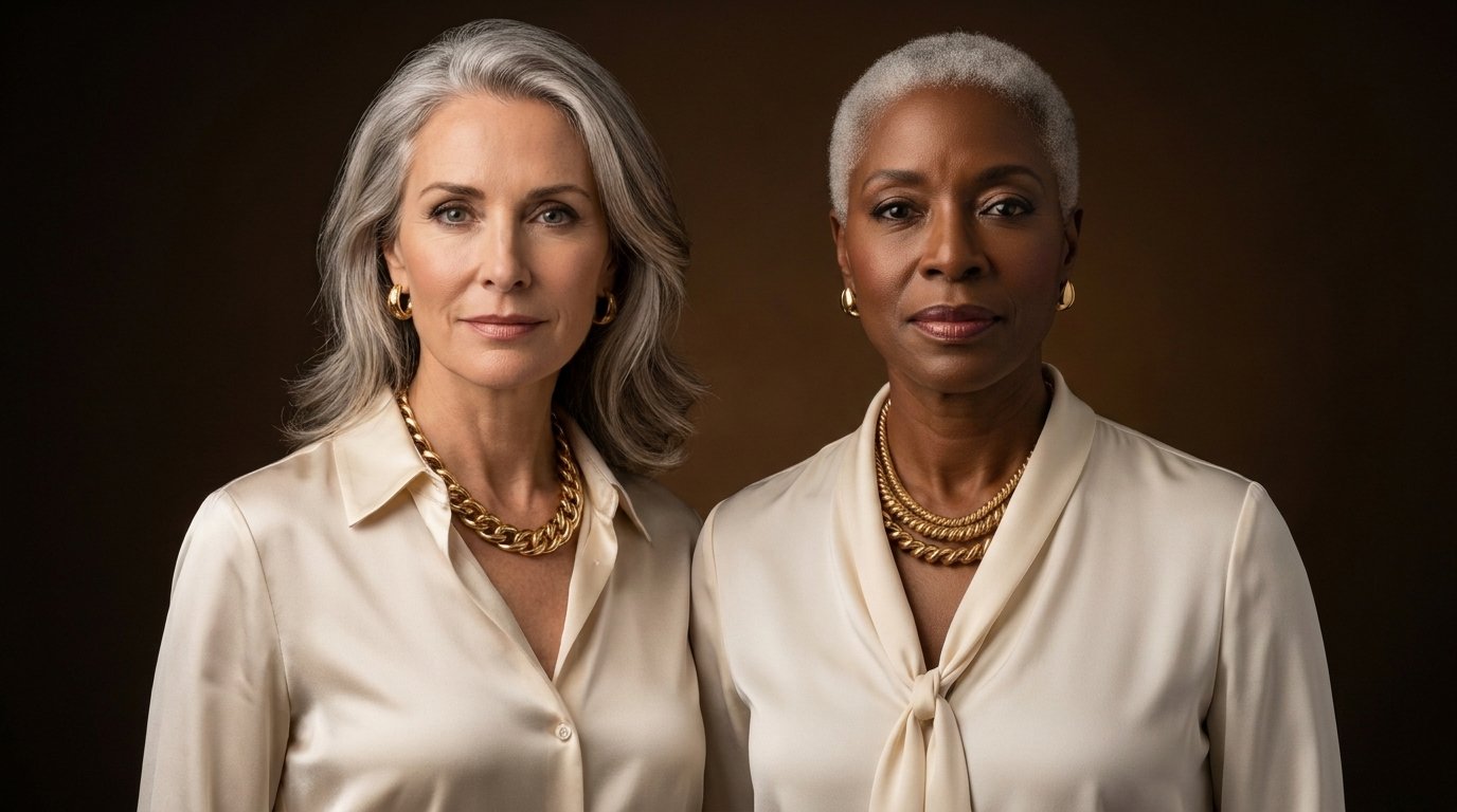Two sophisticated women — Black and white, in their prime, confident